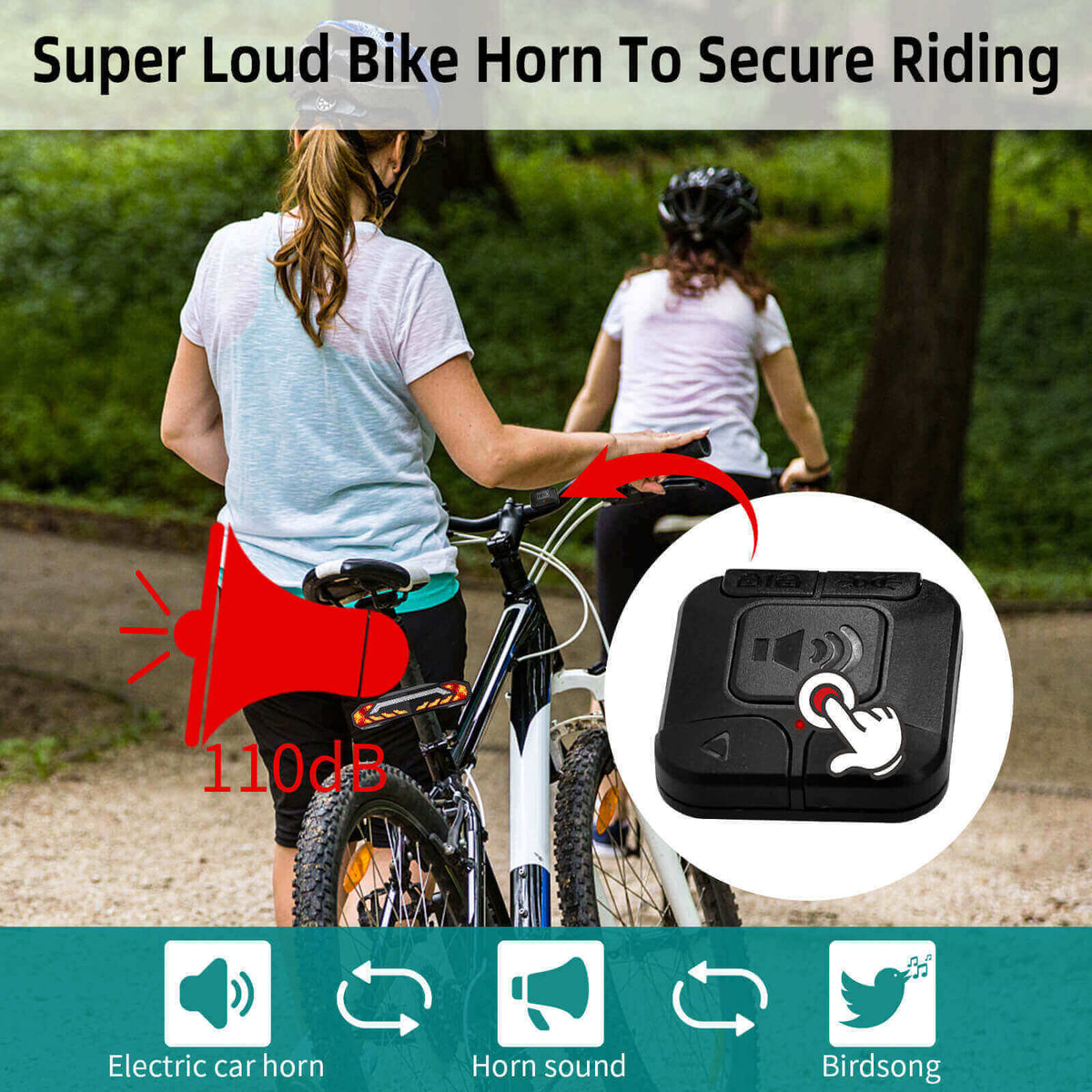Wireless Bike Tail Light with Turn Signals & Brake Light - Waterproof, USB Rechargeable, 6 Modes