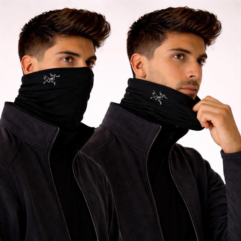 Lightweight Merino Wool Neck Gaiter - Unisex Outdoor Face Cover, Black