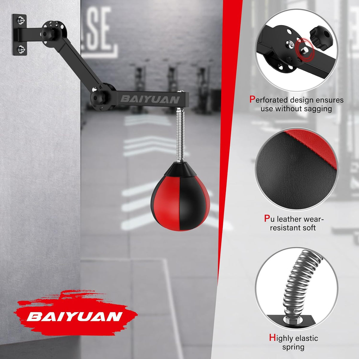 Speed Bag Boxing Punching Bag Wall Mount Adjustable & Space Saving