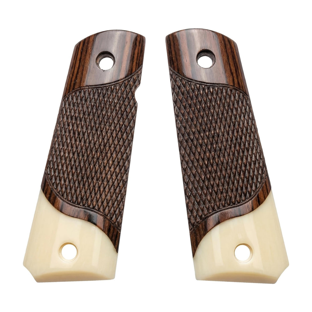 1911 Full Size Rosewood Faux Ivory Grip Panels with Gold Screws for Pistols
