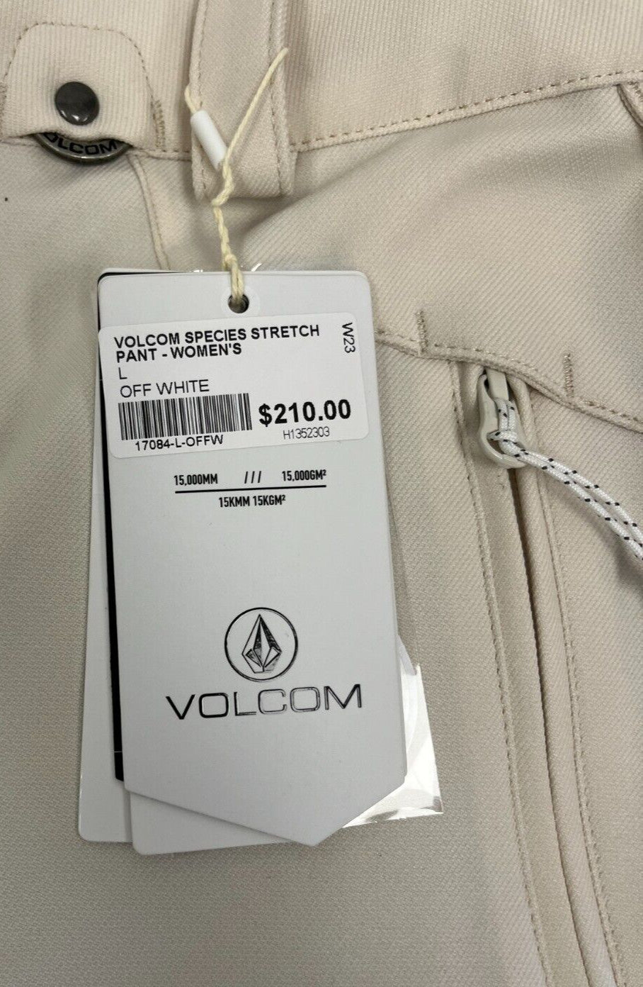 Women's Ski Pants Waterproof Breathable Insulated Off White Size XS or L