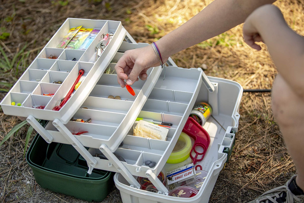 Plano 3-Tray Tackle Box with Dual Top Access, Dark Green Metallic