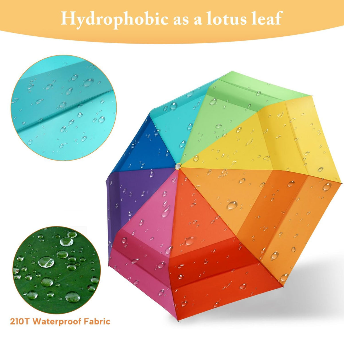 Oversized 54-Inch Windproof Rainbow Umbrella for Adults - Sun & Rain Protection