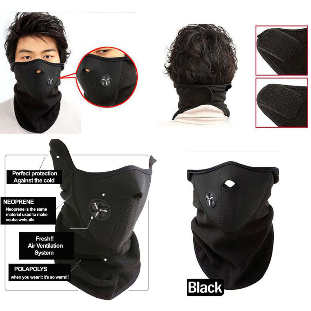 Outdoor Cycling Motorcycle Half Face Mask Neoprene Ear Cover - Black