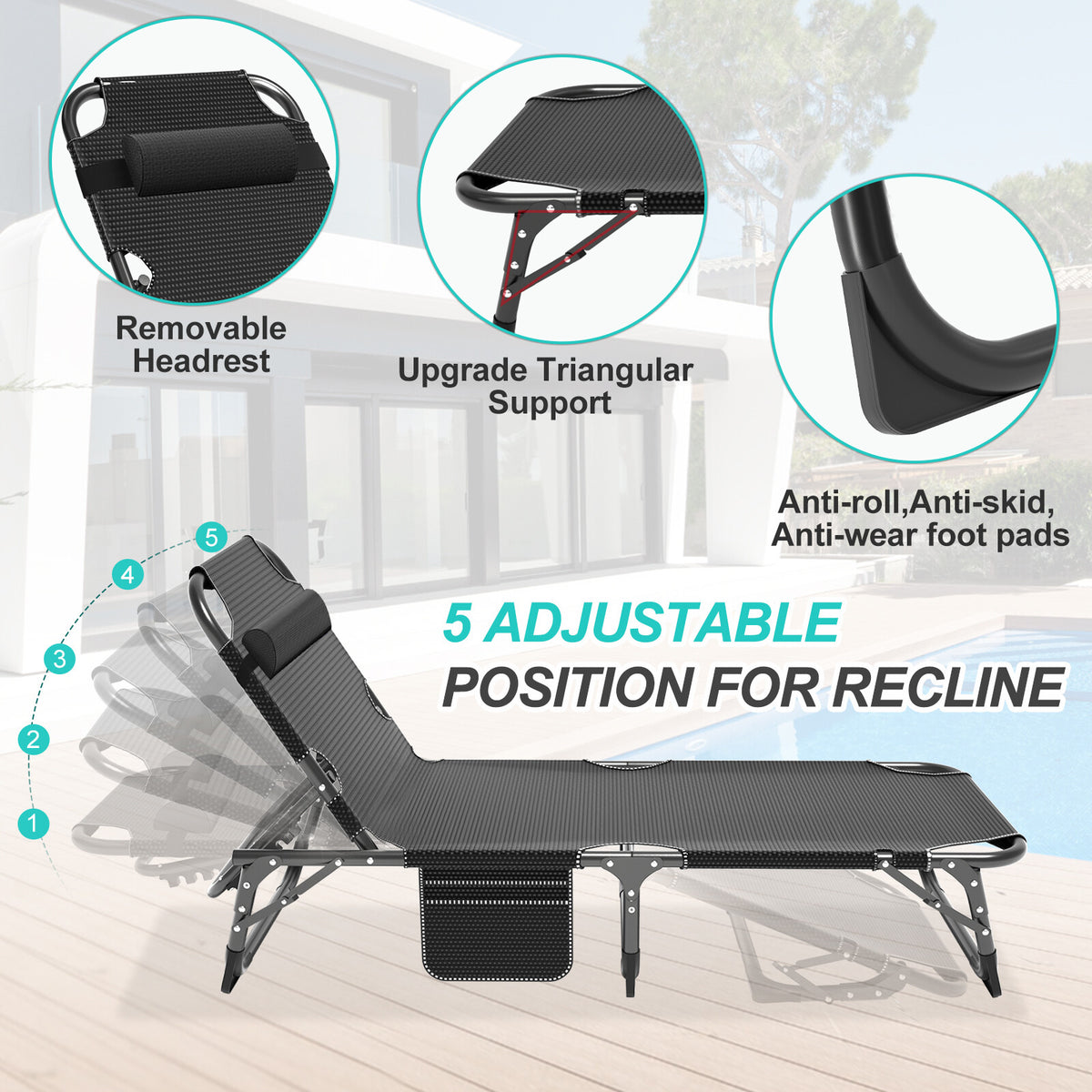 Adults Folding Camping Cot with Adjustable Headrest and Mattress