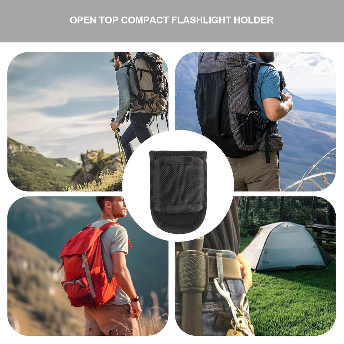 Universal Flashlight Belt Holster Pouch Nylon PU Leather Carry Case