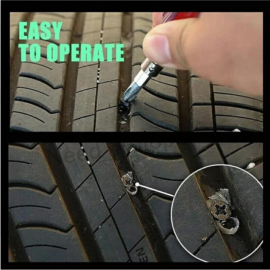 60PCS Tire Repair Kit with Self-Injecting Rubber Plugs and Screwdriver