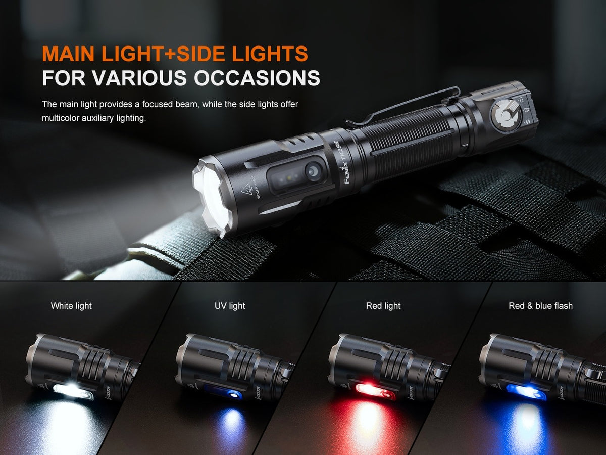 Rechargeable Tactical Flashlight 3600 Lumens with UV Red Blue Modes
