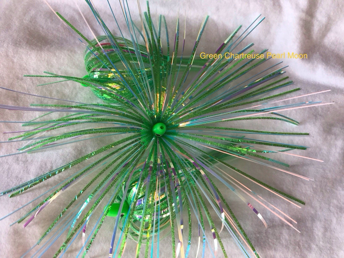 Salmon Trolling Flies Pack of 3 - Unrigged 4 Inch Green Chartreuse Pearl