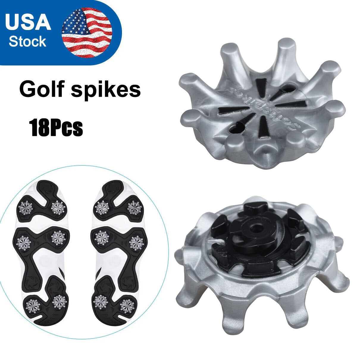 36Pcs Golf Shoe Spikes Replacement Studs Tri-Lok Fast Twist 3.0 Black Gray