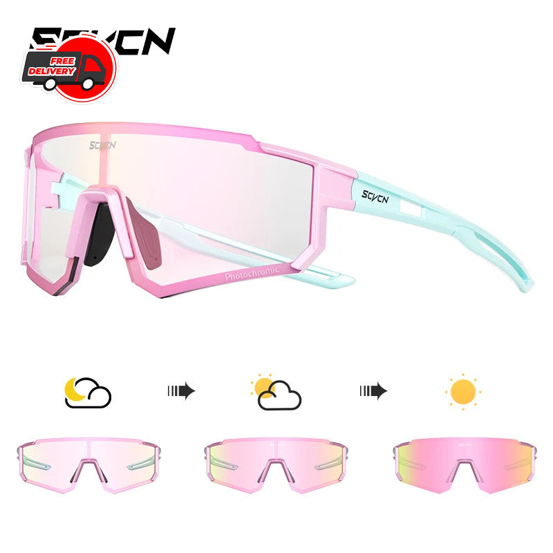 Photochromic Cycling Sunglasses UV400 Men Women UV Protection Bike Glasses