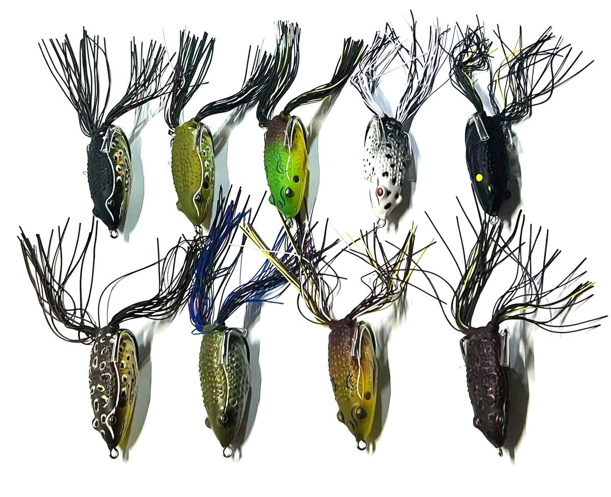 Bass Fishing Frog Lure - Eco Toad Hollow Body Soft Rubber Bait with Hooks
