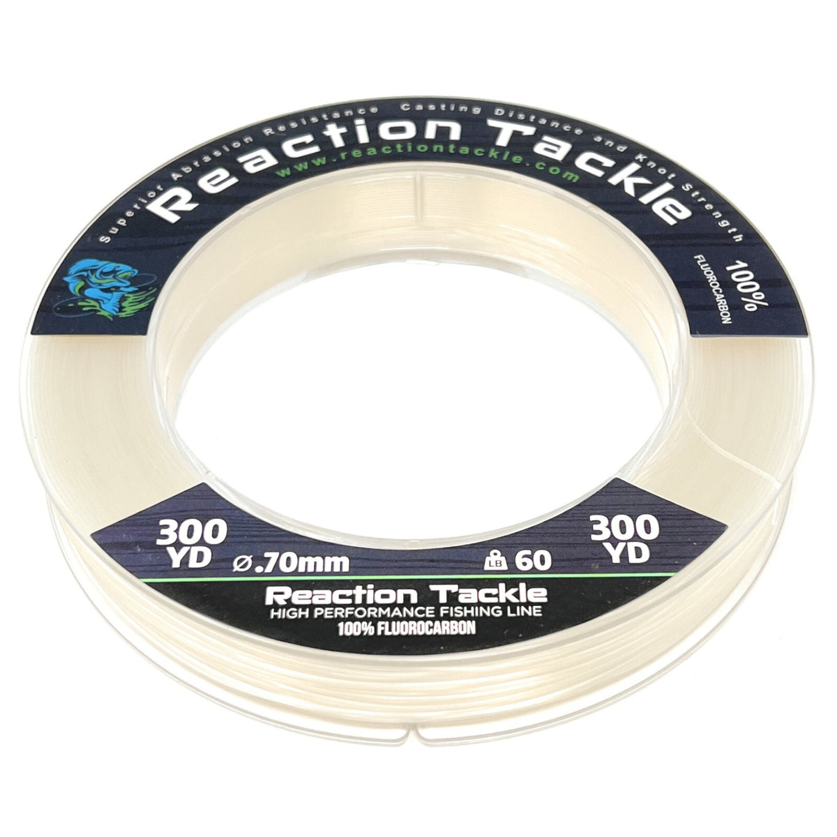 Reaction Tackle 100% Pure Fluorocarbon Fishing Line for Saltwater & Freshwater - Stealthy, Abrasion-Resistant Leader Line