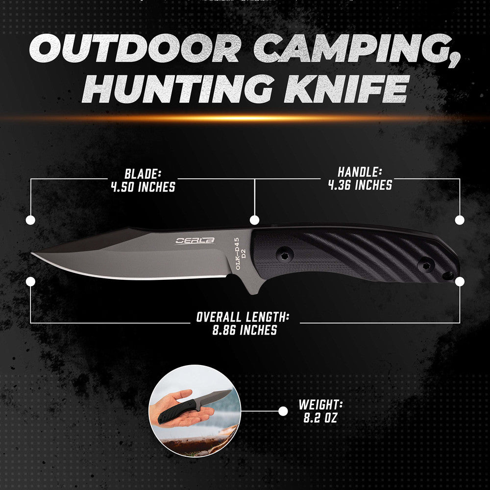Outdoor Fixed Blade Camping Knife with G10 Handle and D2 Steel Blade