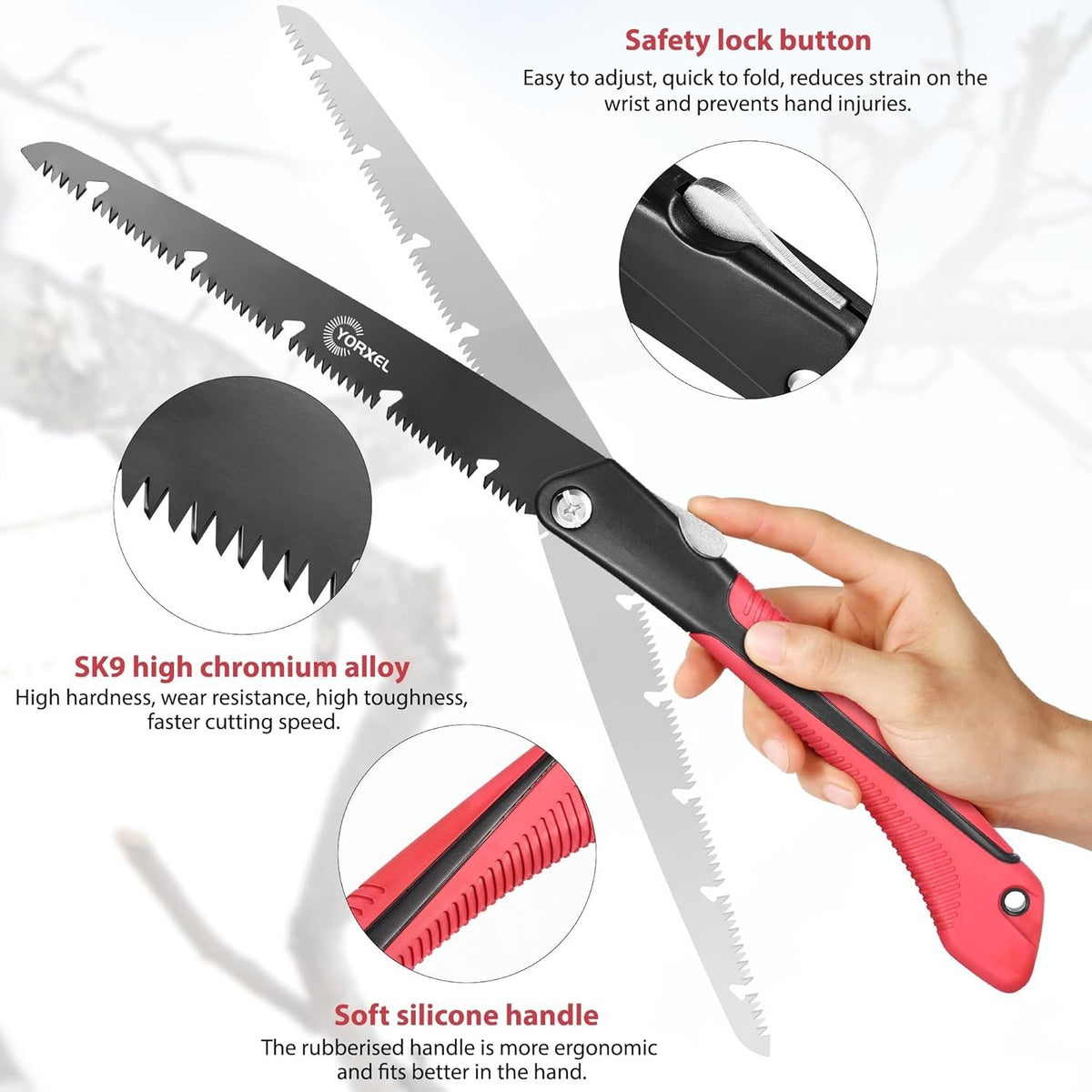 10-Inch Folding Camping Saw with High-Carbon Steel Blade and Teflon Coating