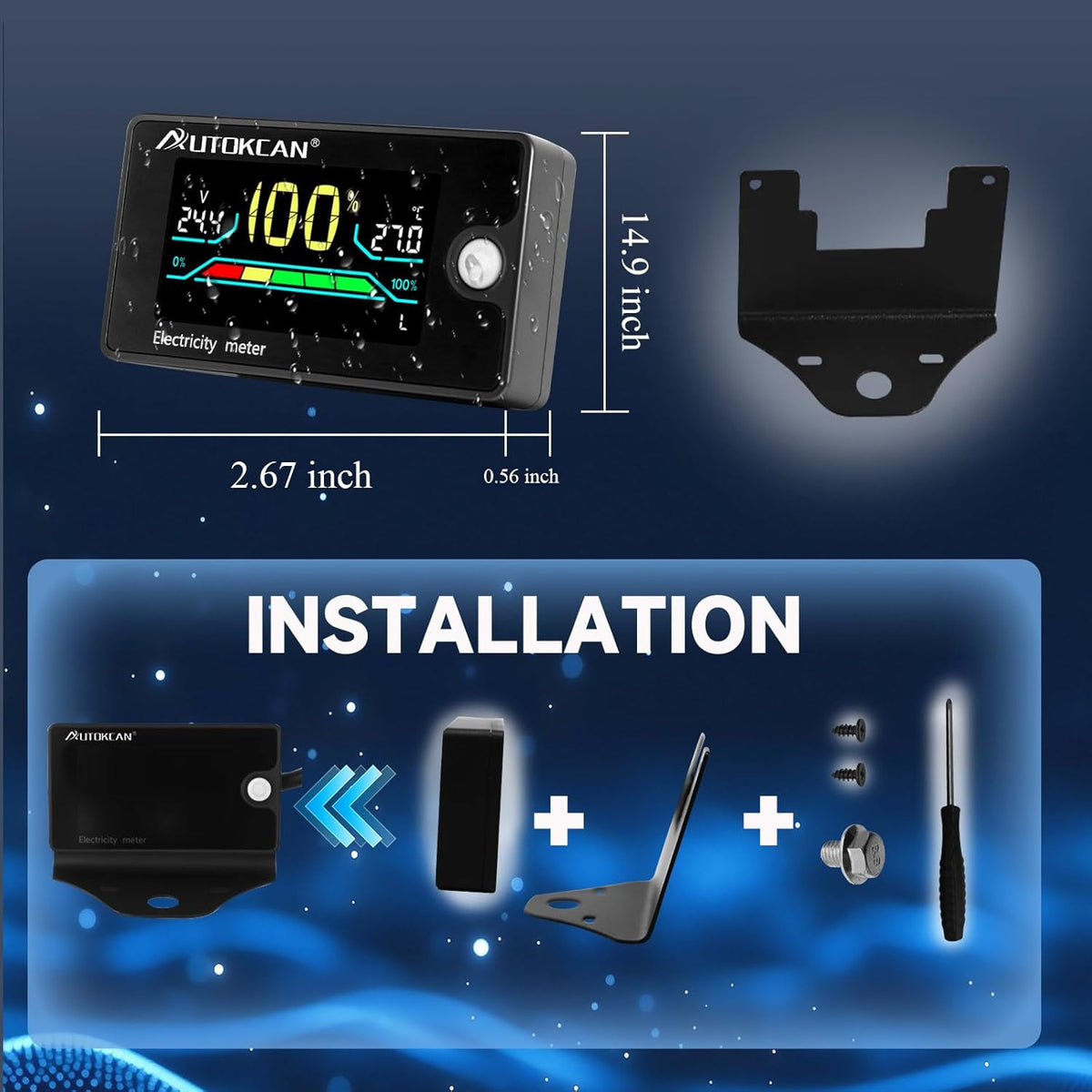Digital Battery Monitor for Golf Carts RVs 8-100V Voltage Display Alarm
