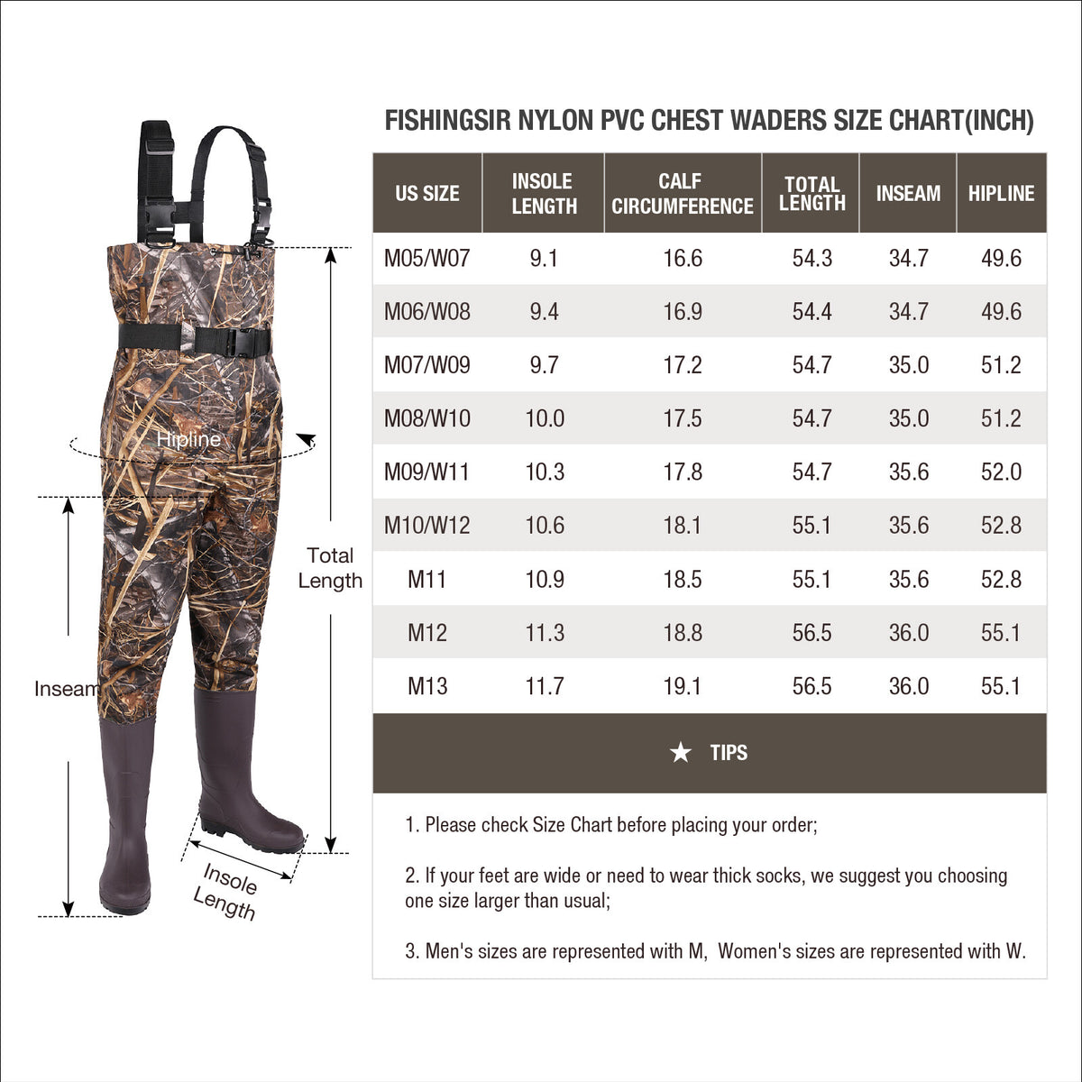 Unisex Waterproof Fishing Chest Waders with Cleated Bootfoot for Hunting & Outdoor Use
