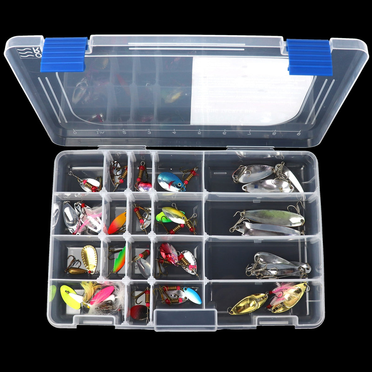Medium Tackle Box Organizer for Fishing Storage, Clear Plastic, 19 Compartments