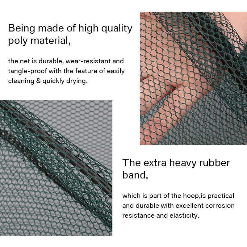 Telescopic Folding Aluminum Fishing Landing Net with Micro Mesh 3-Section Extending Pole