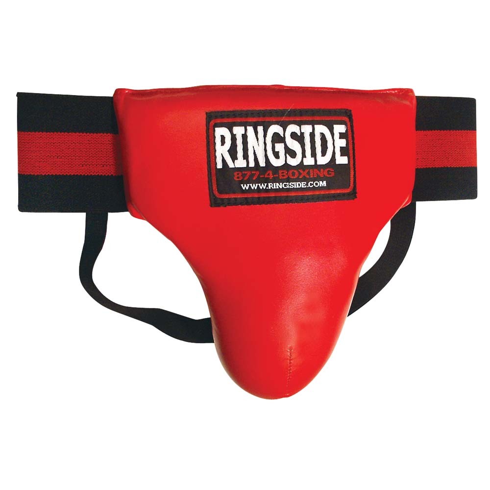 Youth Boxing Groin Protector with Deep Well Cup - Red Leather, Adjustable Waist