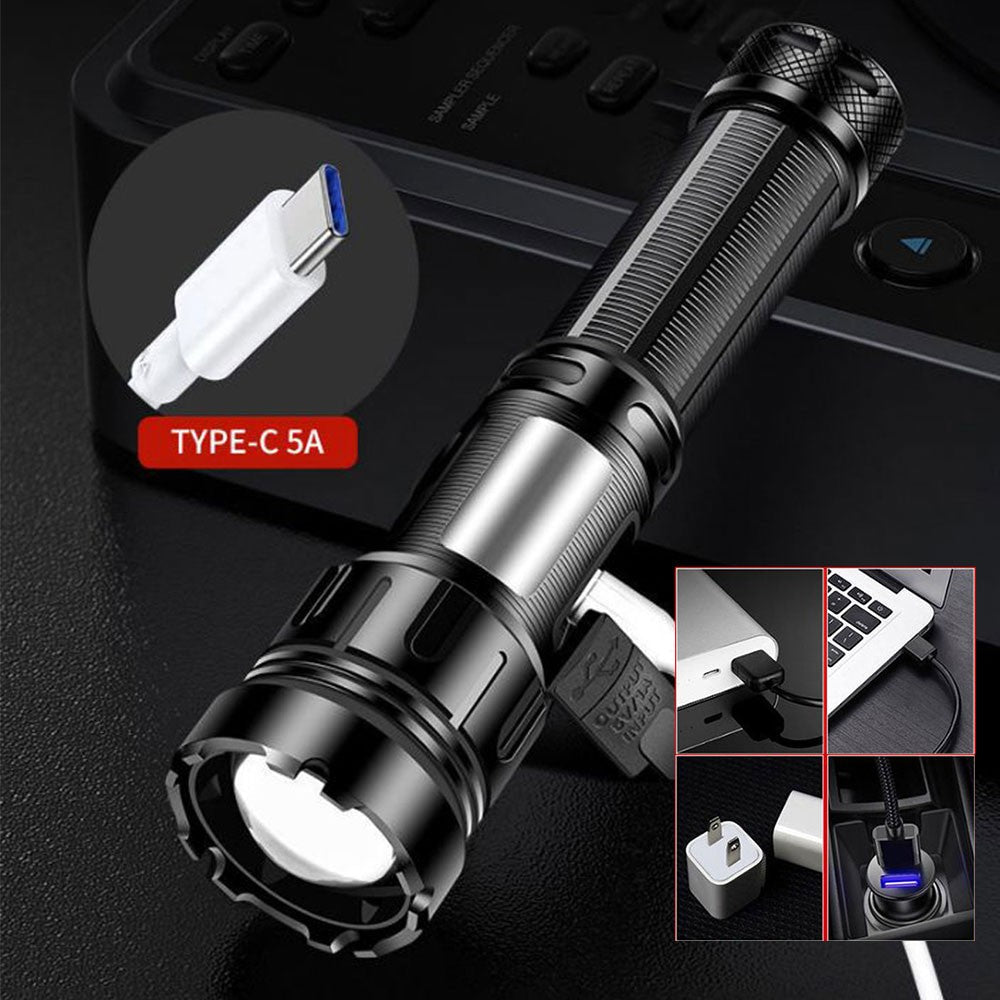Super Bright LED Tactical Flashlight 1000000 Lumens, Rechargeable, Waterproof