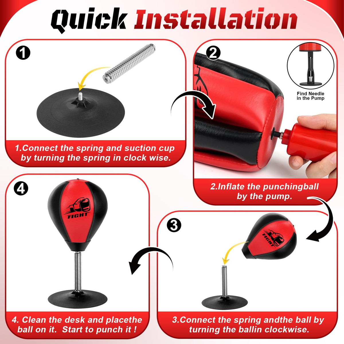 Desktop Stress Relief Punching Bag with Suction Cup and Speed Balls