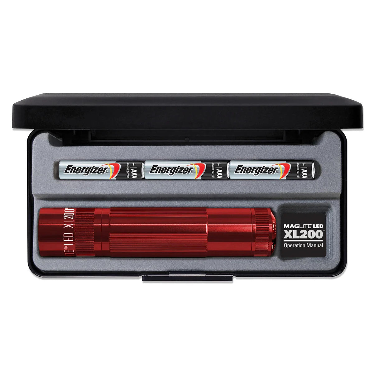 LED Flashlight 230 Lumens 5 Modes Compact Torch in Red with Presentation Box