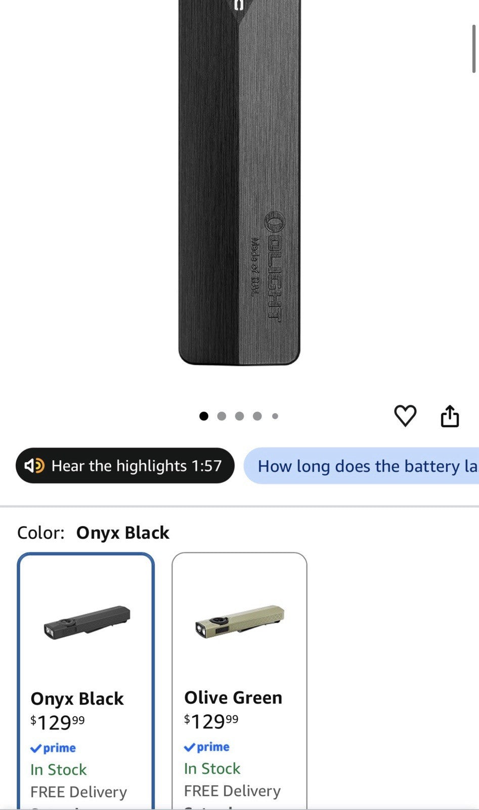 Olight ArkPro Ultra Black Flashlight 1700 Lumens 205m Sealed
