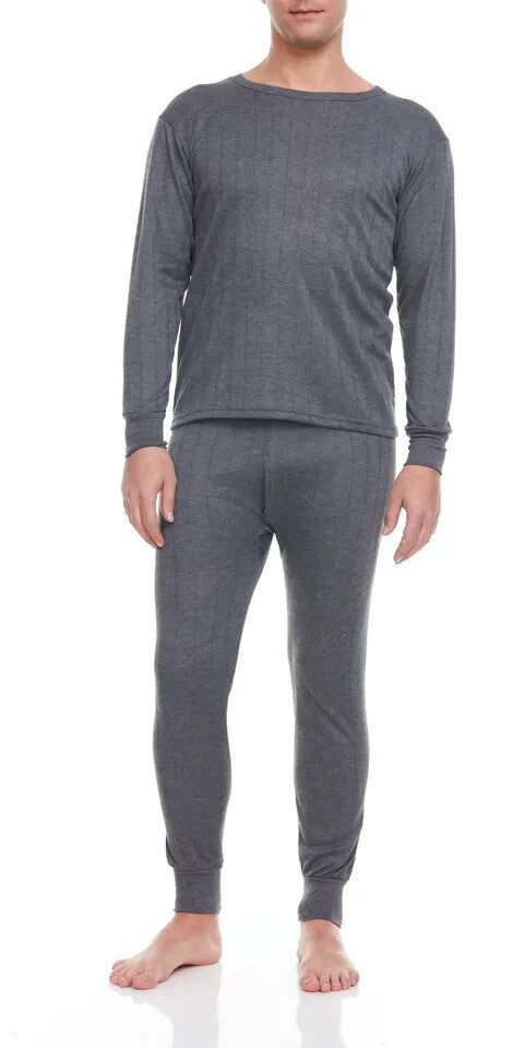 Men's Cotton Fleece-Lined Thermal Underwear Set - Winter Base Layers