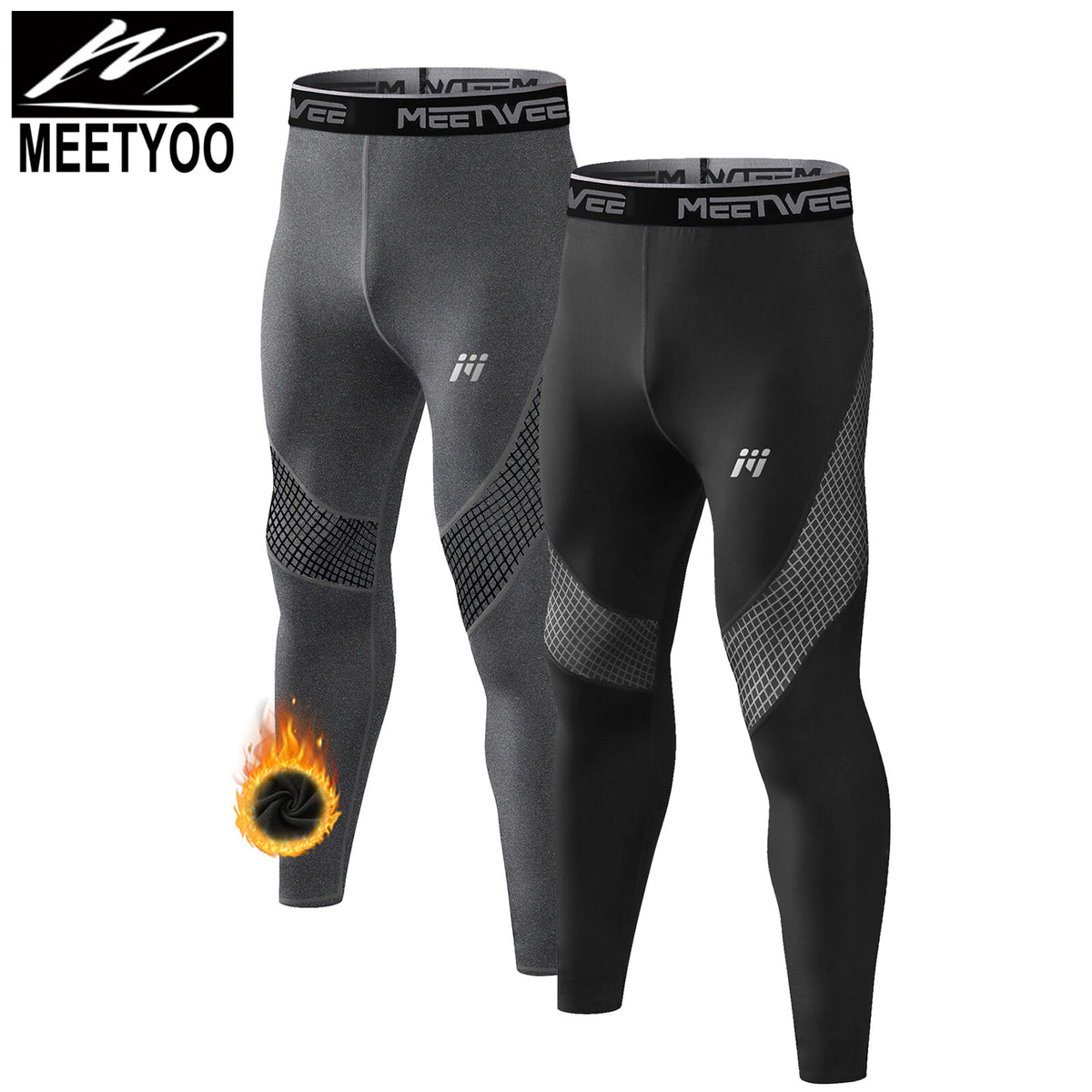 Men's Thermal Base Layer Long Johns Compression Leggings 2 Pack