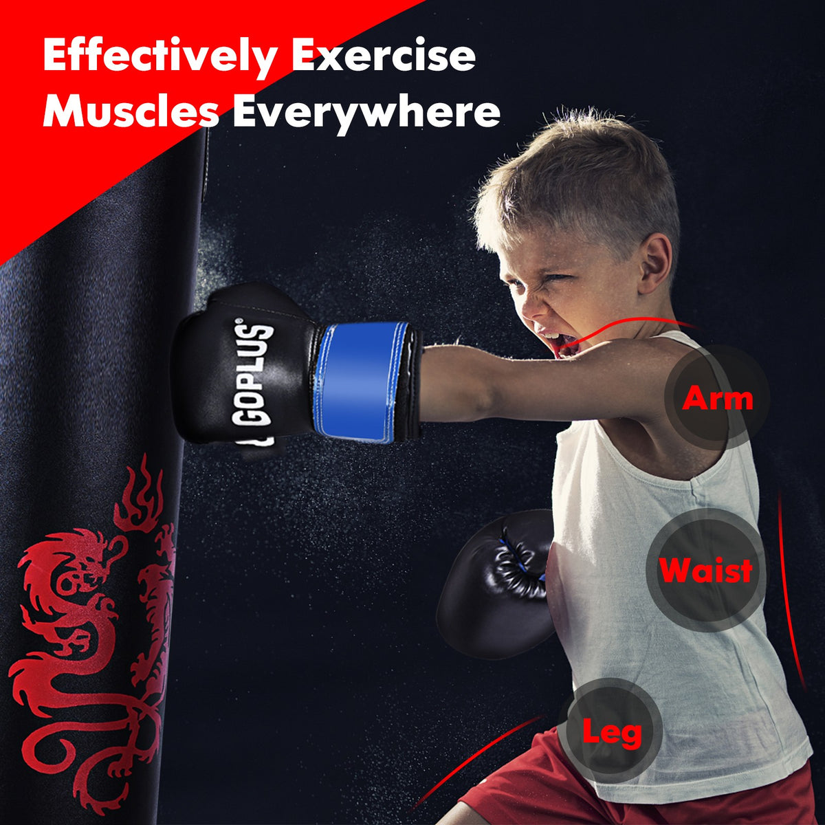 40 Lbs Boxing Sandbag with Gloves Set for Kids - Fitness Martial Arts Equipment
