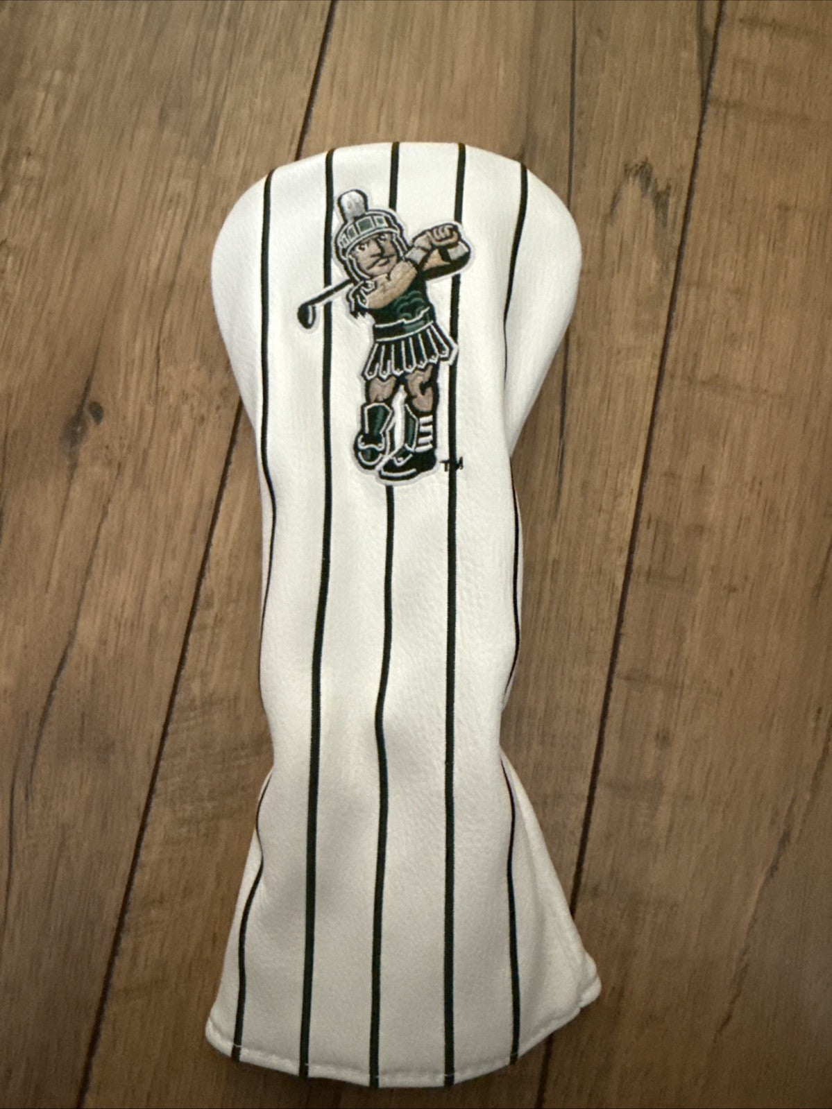 Golf Headcover for Fairway Wood - Michigan State Spartans MSU Sparty White Pinstripe