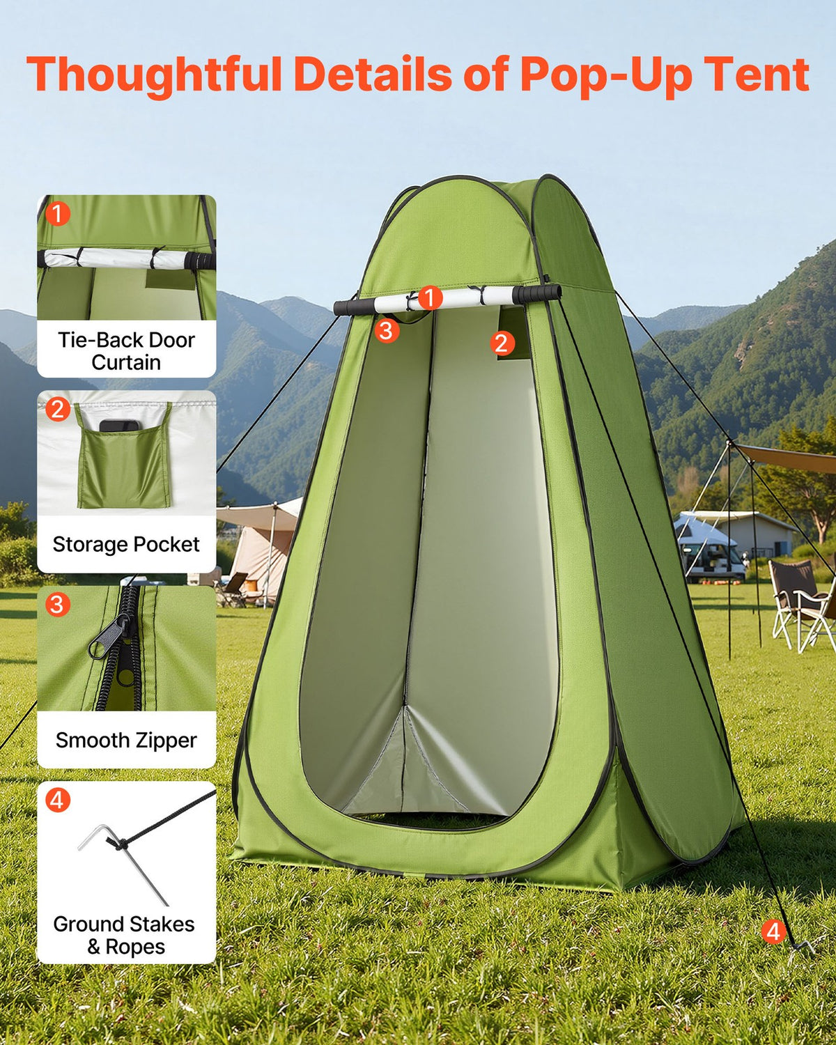 Portable Camping Toilet with Pop-Up Privacy Tent Foldable Outdoor Potty Kit