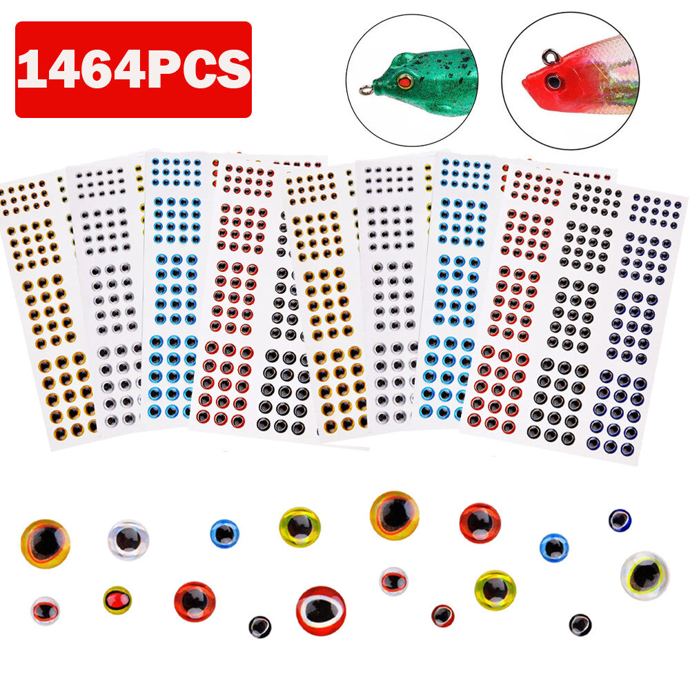 1464Pcs Fishing Lure Eyes 3D Holographic Fish Eyes for Fly Tying & Lure Craft