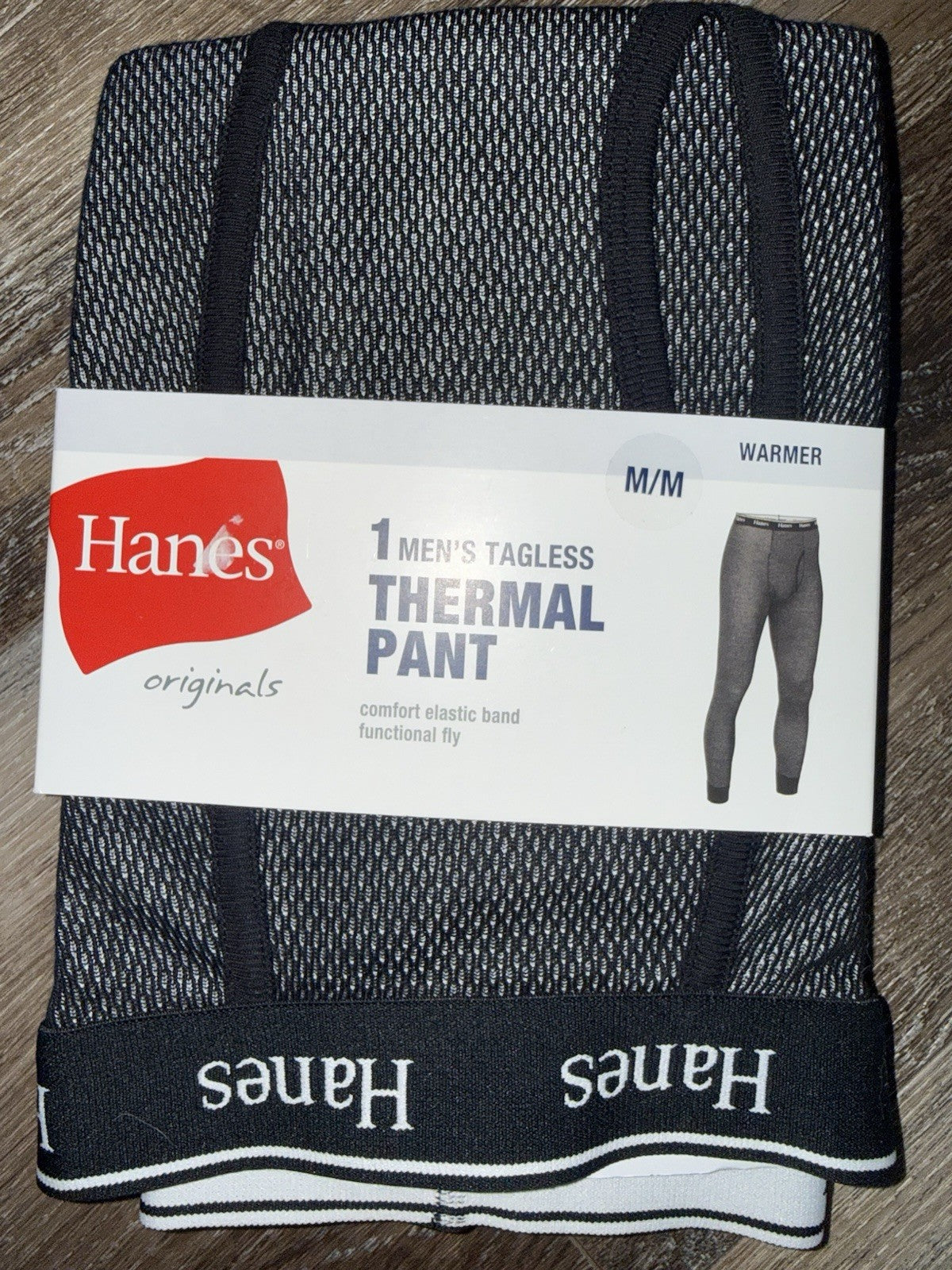 Men's Thermal Waffle Long Johns Base Layer Pants - Black, Size M