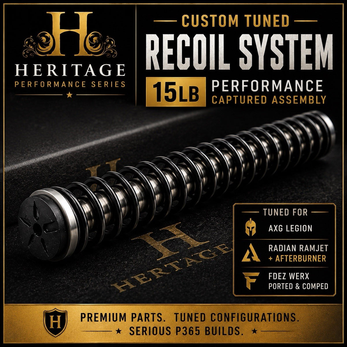 Custom Tuned Recoil System for SIG P365 XL & XMacro Compensated Builds - 15LB