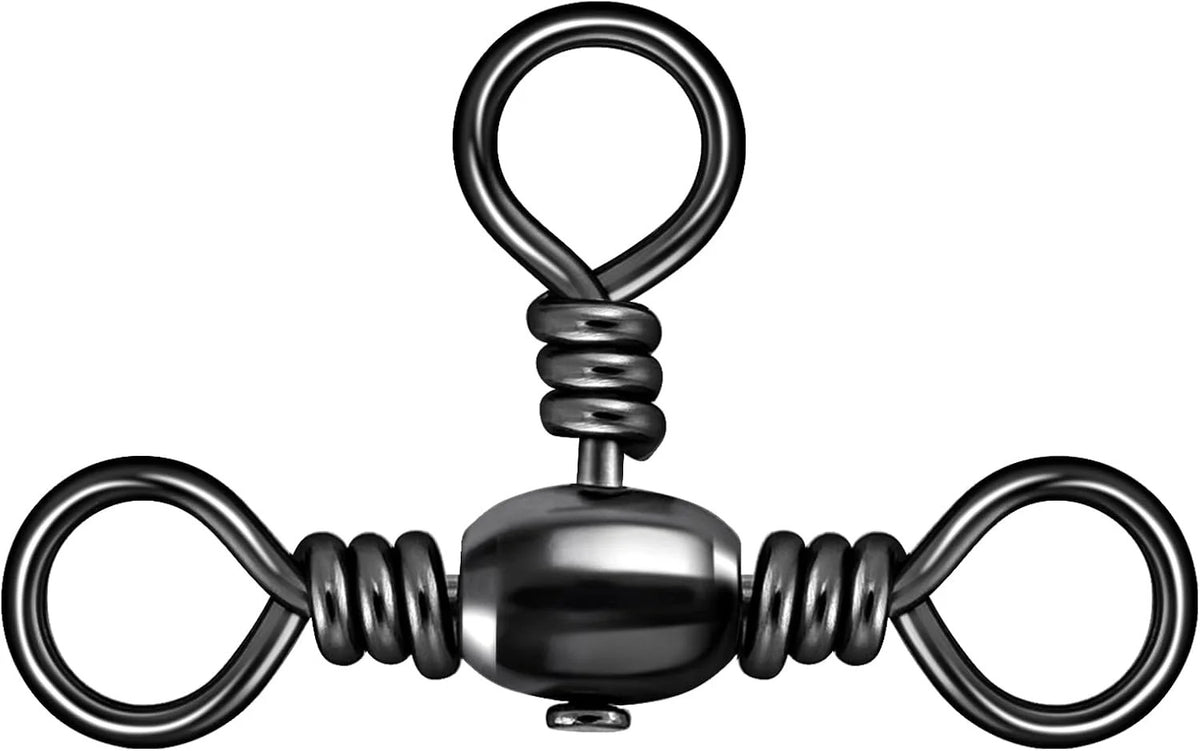 50-Pack Stainless Steel 3 Way Swivels for Fishing Tackle - Heavy Duty Saltwater & Freshwater