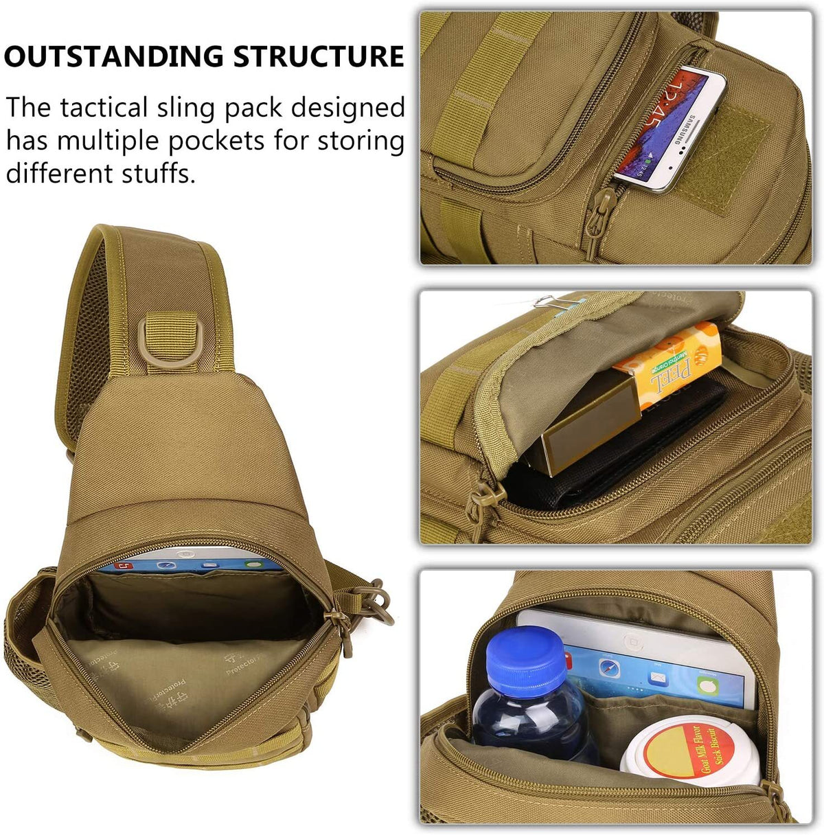 Outdoor Tactical Sling Bag Military MOLLE Crossbody Backpack