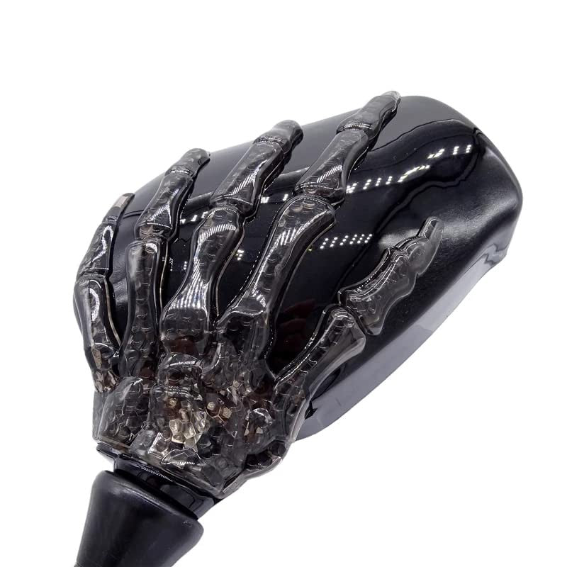 Motorcycle Rear View Mirrors with Luminous Skull Skeleton Hand Design