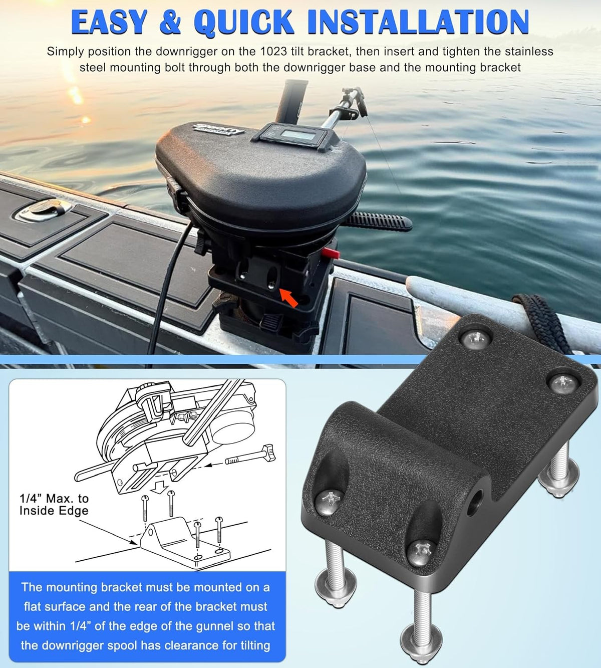 Boat Downrigger Tilt-Up Mounting Bracket for Scotty Models 1080-1116,1023