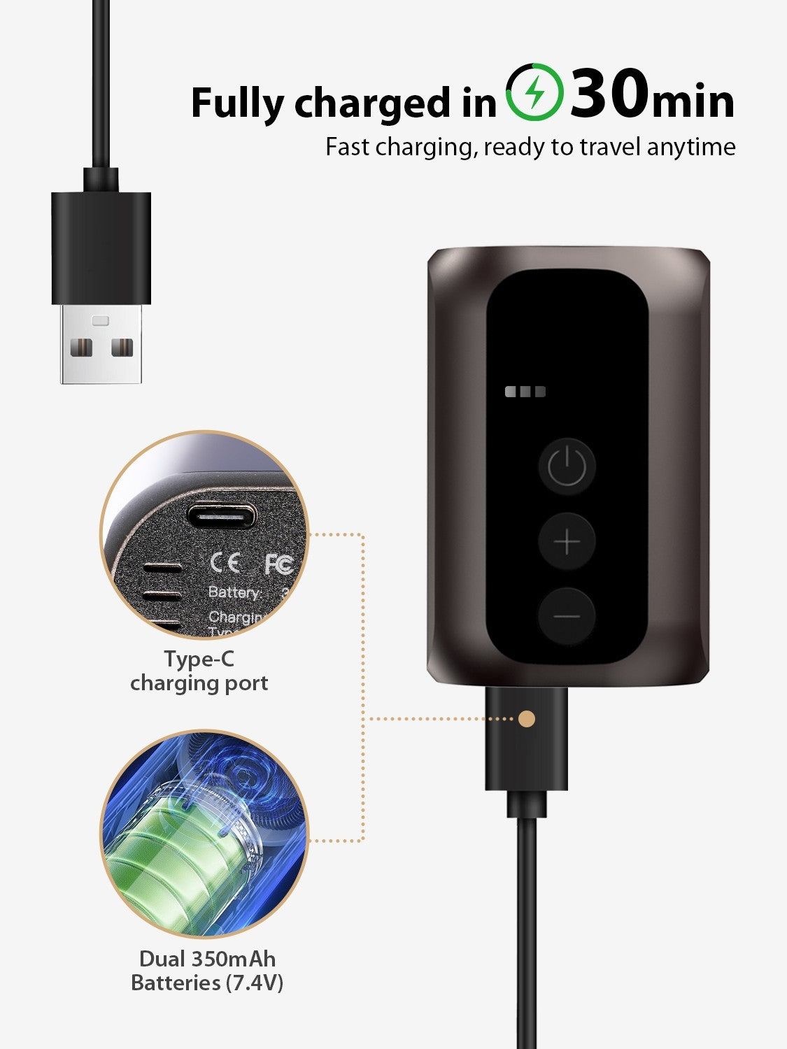 Mini Electric Bicycle Pump 100PSI Portable Cordless Inflator with Digital Screen