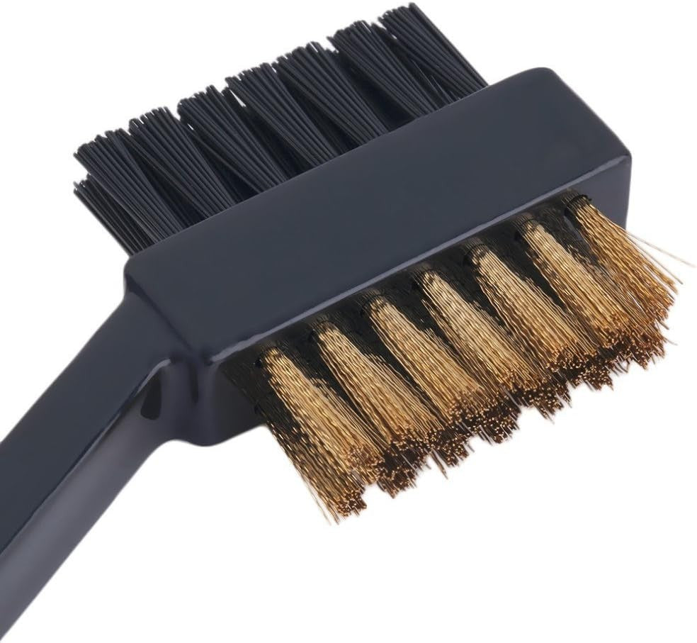 Golf Club Cleaning Brush with Brass & Nylon Bristles, Compact & Lightweight