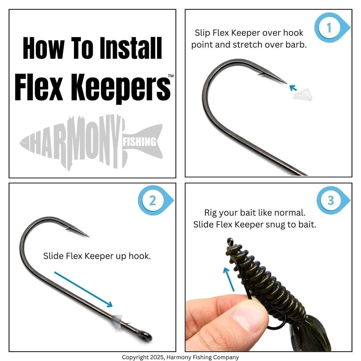 Flexible Bait Keepers for Fishing Hooks - 50 Pack, Adjustable & Reusable