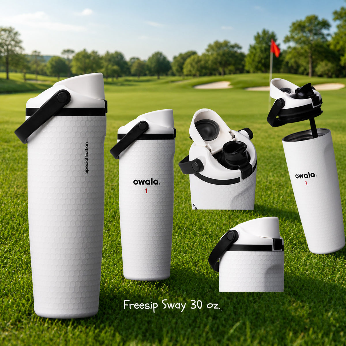 30oz Golf Water Bottle with Leak-Resistant Lid and Dual Drinking Options