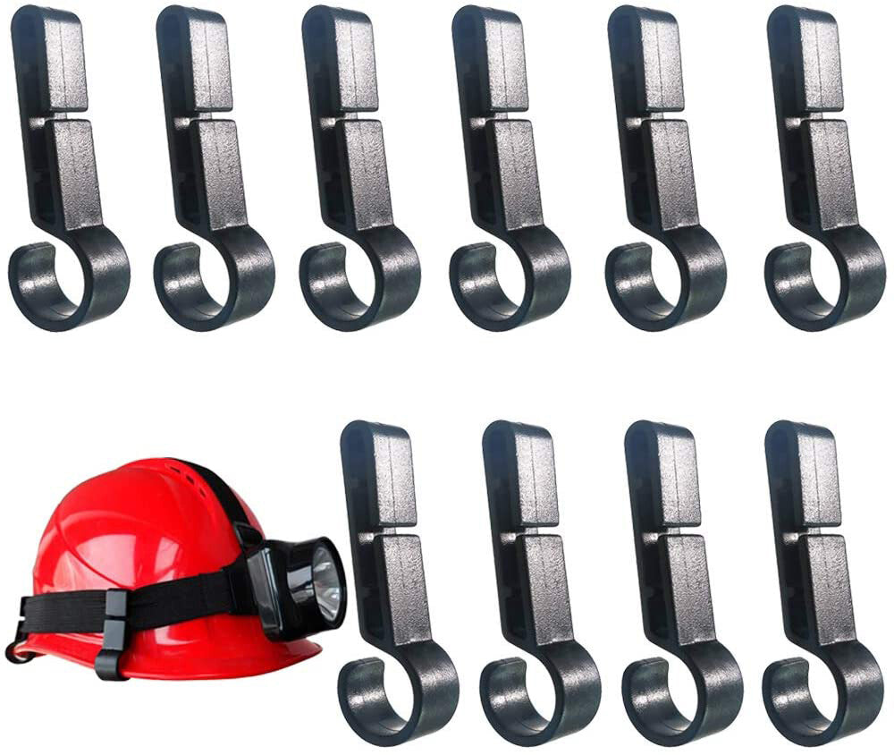 Helmet Clips for Headlamp Hooks - Hard Hat Light Clips, Heavy Duty 10 Pack
