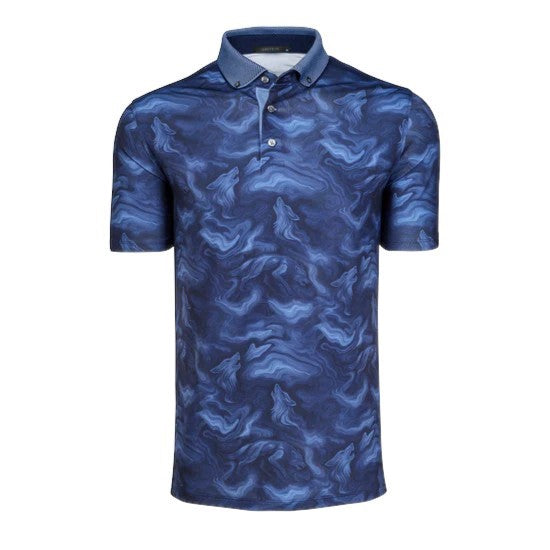 Greyson Smoke in the Den Polo - Performance Athletic Fit with Wolf Pattern