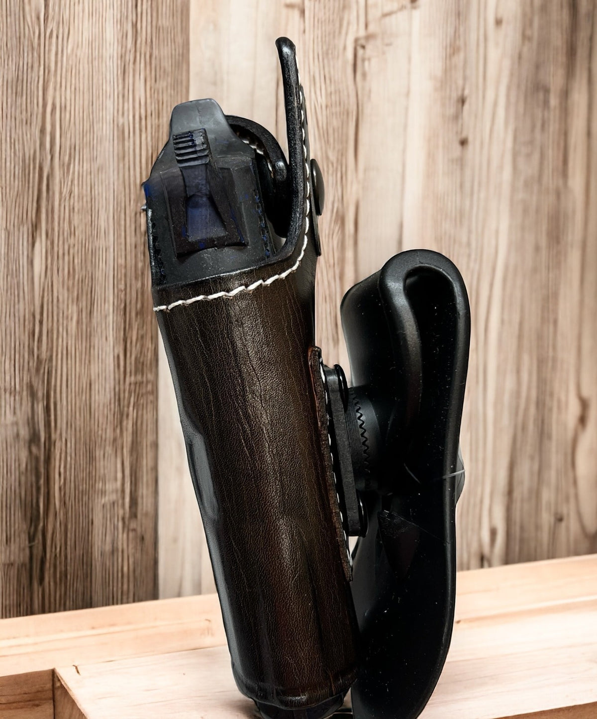 Right Hand Leather Rotating Paddle Holster for Handgun - Dark Brown