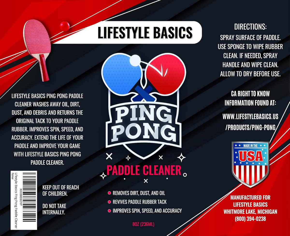 Ping Pong Paddle Cleaner 8 oz - Table Tennis Racket Rubber Cleaner