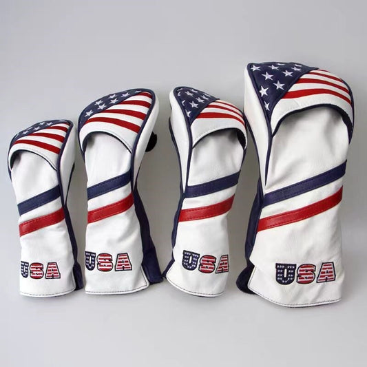 USA Flag Golf Club Head Cover Fairway Wood & Hybrid Splicing - Multiple Colors