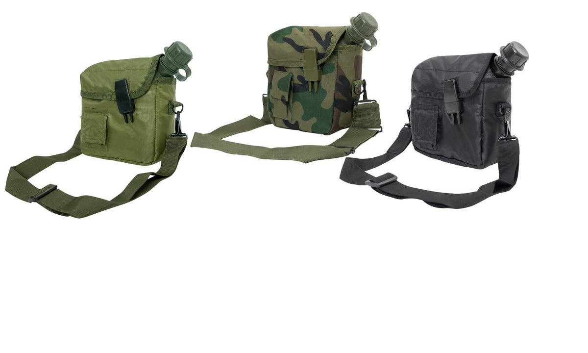 Military 2 Quart Nylon Canteen Cover with Carry Strap - Water Resistant Camping Accessory